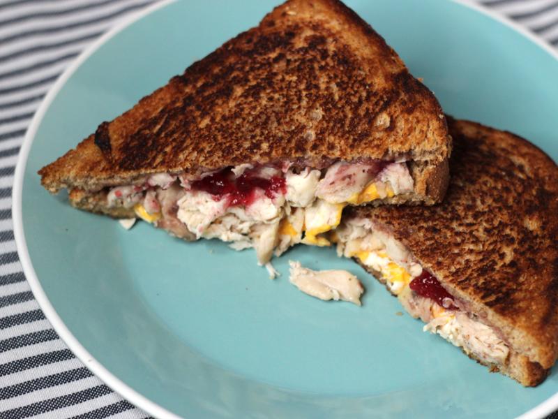 cranberry and chicken grilled cheese sandwich recipe prepared