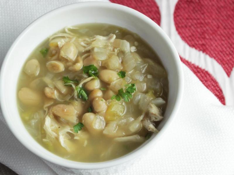 bowl of slow cooker white chili