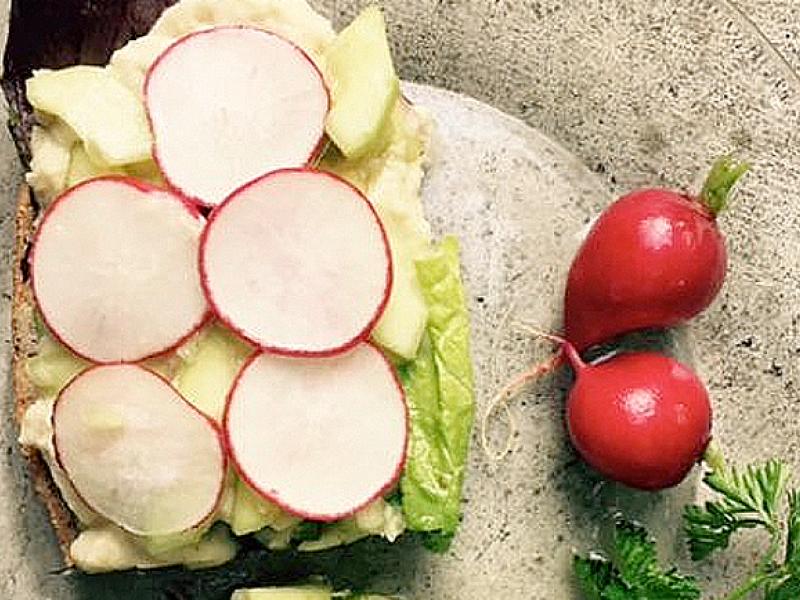 Summer Radish Sandwich with Hummus and South African Sambal