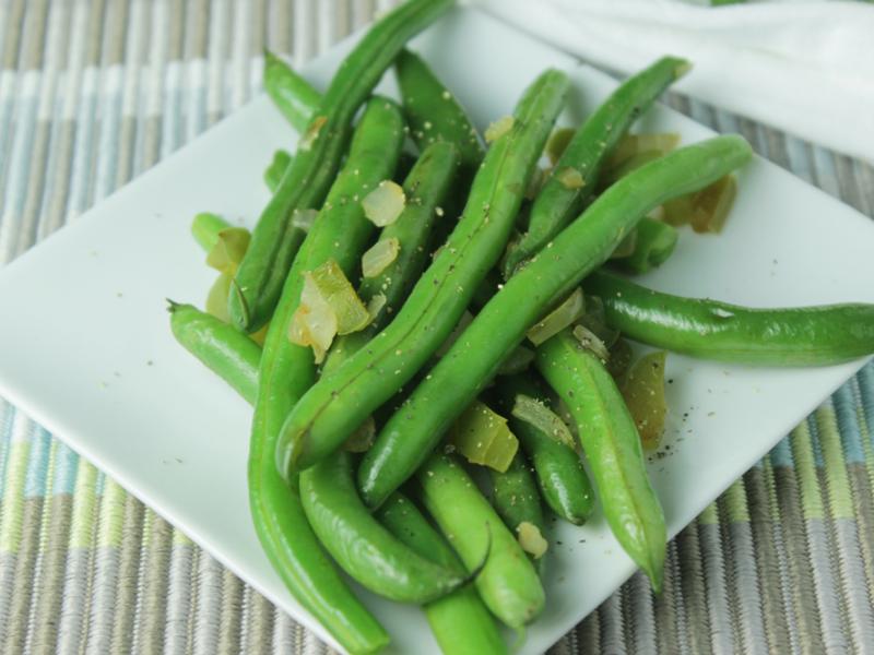 Simply Tasty Green Beans on a white plate