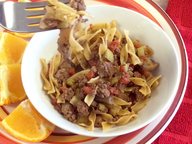 Venison Noodle Skillet recipe prepared