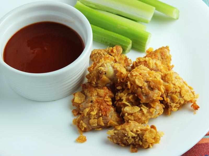 Baked Chicken Nuggets served with ketchup and celery sticks