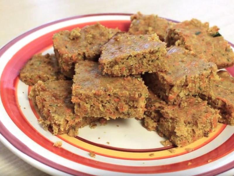 several carrot zucchini bars on a plate