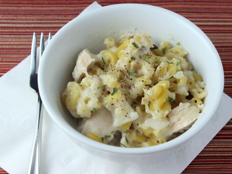 leftover turkey casserole in a bowl