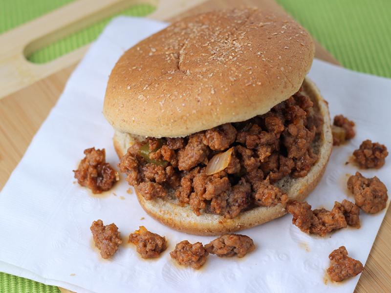 sloppy joe sandwich on a whole wheat bun