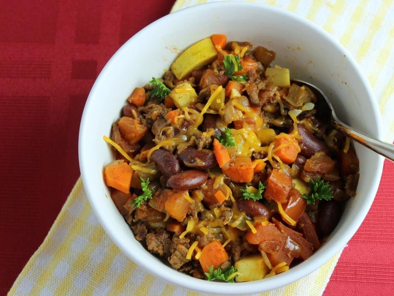 Summer Chili in a white bowl